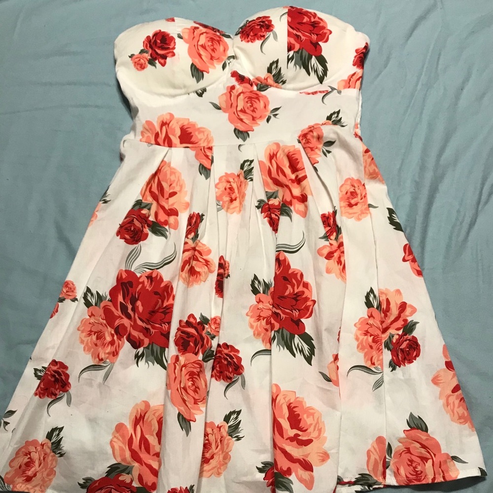 Strapless Floral Dress